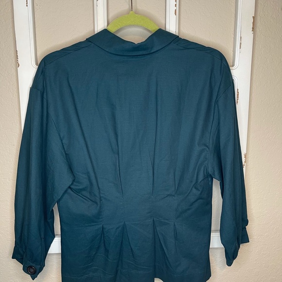 Free People Dark Green V-Neck Blouse - Picture 2 of 3